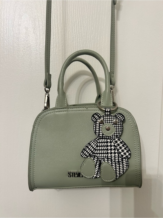 Steve Madden Handbags - Steve Madden Sage Green Mini Satchel with Houndstooth Teddy Charm